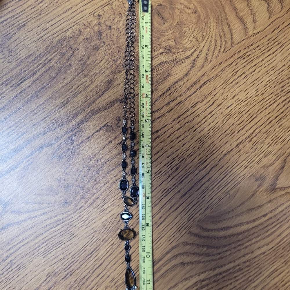 Silvertone Black Gray Crystal Necklace - Picture 2 of 5